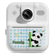 Aparat foto cu imprimare termică Cartoon Animal Design P02 cu obiectiv rotativ - Alb