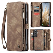 Husă Portofel Samsung Galaxy S24 FE - Caseme 008 2-în-1 Multifunctional - Maro