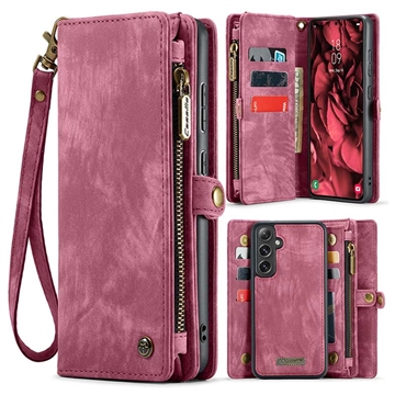 Husă Portofel Samsung Galaxy S24 FE - Caseme 008 2-în-1 Multifunctional - Roșu