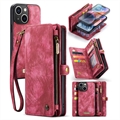 Husă Portofel iPhone 15 Plus - Caseme 2-în-1 Multifunctional - Roșu