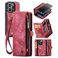 Husă Portofel iPhone 15 Pro - Caseme 2-în-1 Multifunctional - Roșu