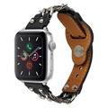 Curea Piele cu Lanț - Apple Watch Series 9/8/SE (2022)/7/SE/6/5/4/3/2/1 - 41mm/40mm/38mm - Negru