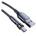 Cablu Încărcare cu Conector Magnetic Rotativ - 2m, MicroUSB - Roșu
