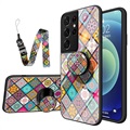 Husă Hibrid Samsung Galaxy S21 Ultra 5G - Checkered Pattern - Mandala Colorată