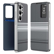 Husă rabatabilă Smart View cu model în carouri Samsung Galaxy S26 Ultra, cu compartiment pentru carduri