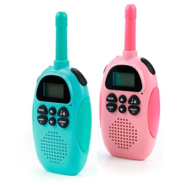 Set Walkie-Talkie Copii Cu Baterii Reîncărcabile - Verde / Roz