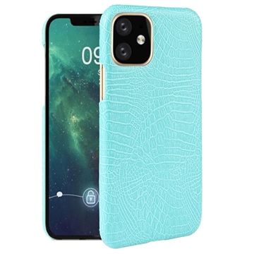 Husă din Plastic Acoperită iPhone 11 - Crocodil - Turcoaz