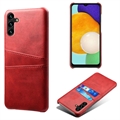 Husă din Plastic Acoperită cu pentru Samsung Galaxy A14 cu Buzunare pentru Card - Roșu