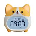 Ceas cu alarmă LED în formă de câine Corgi, cu lumină de veghe - galben