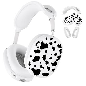 Set de protecție 3 în 1 cu model de vacă pentru AirPods Max - Alb / Negru