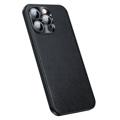 Husă Hibrid cu Piele iPhone 14 Pro - Negru