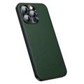 Husă Hibrid cu Piele iPhone 14 Pro - Verde