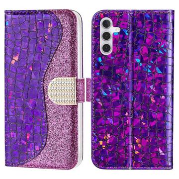 Husă Portofel Samsung Galaxy A14/A14 5G - Croco Bling - Violet