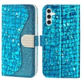 Husă Portofel Samsung Galaxy A14/A14 5G - Croco Bling - Albastru