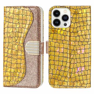 Husă Portofel iPhone 14 Pro - Croco Bling