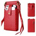 Geantă Umăr Crossbody Smartphone cu Oglinda de Machiaj - Crocodil