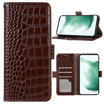 Husă Piele Portofel cu RFID Motorola Moto S30 Pro - Crocodile - Maro