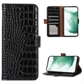 Husă Piele Portofel cu RFID Huawei Mate 50 Pro - Crocodile - Negru