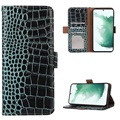 Husă Piele Portofel cu RFID Samsung Galaxy S21 FE 5G - Crocodile - Verde