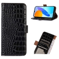 Husă Piele Portofel cu RFID Honor X20 SE - Crocodile - Negru