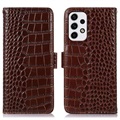 Husă Piele Portofel cu RFID Samsung Galaxy A33 5G - Crocodile - Maro