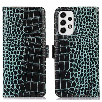 Husă Piele Portofel cu RFID Samsung Galaxy A33 5G - Crocodile - Verde