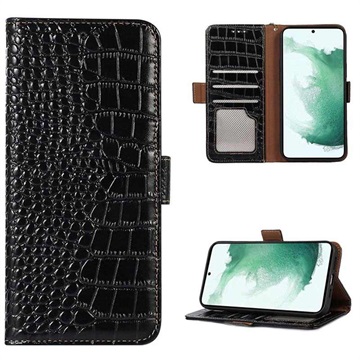 Husă Piele Portofel cu RFID Samsung Galaxy A53 5G - Crocodile - Negru