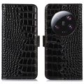 Husă Piele Portofel cu RFID Xiaomi 13 Ultra - Crocodile - Negru