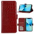 Husă Piele Portofel cu RFID iPhone 14 - Crocodile