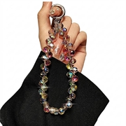 Cordon de mână cu mărgele de cristal / curea pentru telefon - 14cm - chihlimbar