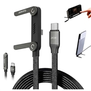 Cablu USB-C D-POWER 9204 de 240W cu suport pliabil pentru telefon la 360° - 1.5m