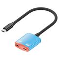 D0249 Adaptor USB-C 2-în-1 pentru ochelari AR și console de jocuri - Roșu / Albastru