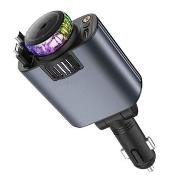 Încărcător auto D1 5-in-1 45W cu proiector Star-Light, difuzor de aromaterapie și cabluri retractabile USB-C / Lightning