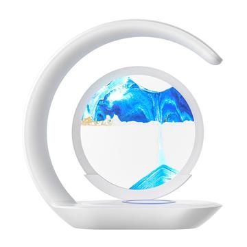 D25 3D Lumină de noapte cu pictură în nisip în mișcare cu încărcător wireless - Alb / Albastru