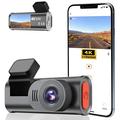 Cameră video pentru bord D28 4K cu două canale, WiFi, ADAS și alerte BSD – Negru