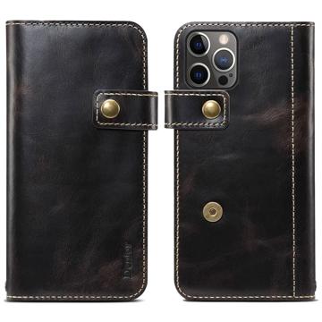 Husă Piele Portofel iPhone 14 Pro - Denior Vintage Series - Negru