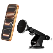 Încărcător/suport magnetic wireless pentru mașină Deltaco montare dublă - Qi2, 15W - Negru