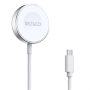 Încărcător magnetic fără fir Deltaco pentru Apple Watch/Samsung Galaxy Watch - Alb