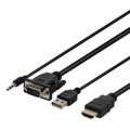 Deltaco Cablu adaptor VGA la HDMI cu audio - 1m