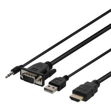 Deltaco Cablu adaptor VGA la HDMI cu audio - 1m