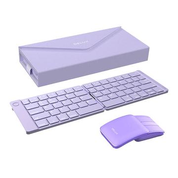 Set tastatură fără fir pliabilă Delux KF10 și mouse MF10PRO - Violet