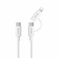 Cablu USB-C Devia EC404 Smart 2-în-1 pentru încărcare rapidă/transfer de date - 1.2m - alb