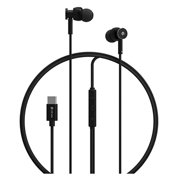 Căști USB-C cu fir metalic Devia M1 - Negru