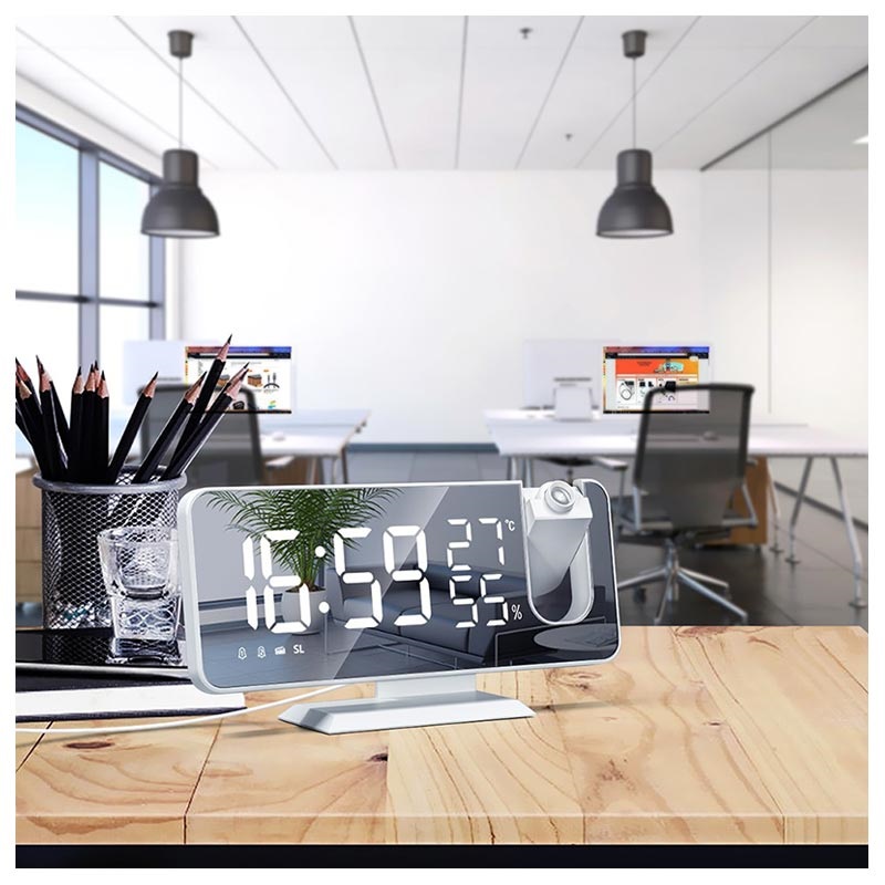 Ceas Digital Cu Alarmă Și Display LED EN8827 Alb