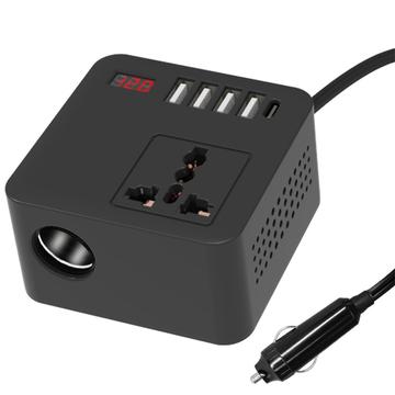 Invertor de putere auto cu afișaj digital / Convertor DC la AC - 150W - Negru