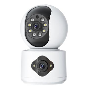 Cameră de securitate WiFi de 4 MP cu două lentile, urmărire 360, audio bidirecțional