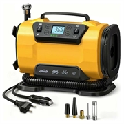 Compresor de aer cu două surse de alimentare, cu afișaj LCD și lumină LED - 150 PSI/10.3 bari - galben