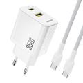 Încărcător de perete Dudao A27 MaxC 35W GaN cu cablu USB-C - alb