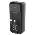 Dudao K15MAX 30000mAh Power Bank - 22.5W PD & QC încărcare rapidă, cabluri USB-C și Lightning încorporate - negru