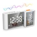 EN8837-A Ceas cu alarmă radio cu afișaj dual LED în formă de S, cu temperatură și umiditate - alb